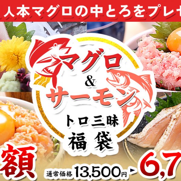 ✨新商品お試しクーポンで半額✨『マグロ&サーモントロ 三昧福袋』